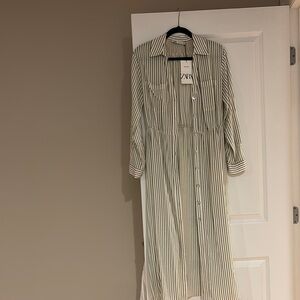 Zara Striped midi Shirt Dress